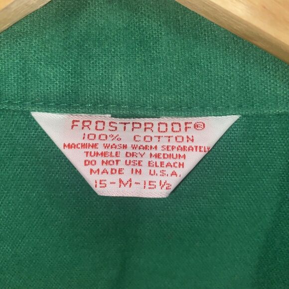 Vintage Frostproof Paymaster Seeds Medium Green Button Up Long Sleeve Shirt - Picture 3 of 10